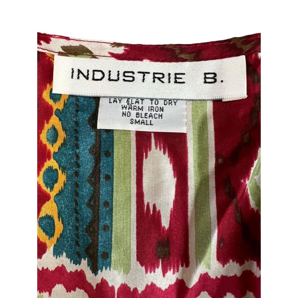 Industrie B Women’s  Silk Blouse Ikat Print-Tie Front- Size Small - Picture 5 of 6